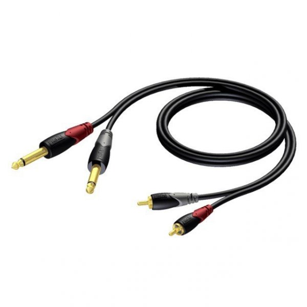 PROCAB Kabel 2x RCA/Cinch Męski - 2x 6,3 mm Złącze Męski Mono 1,5 m - CLA631/1.5