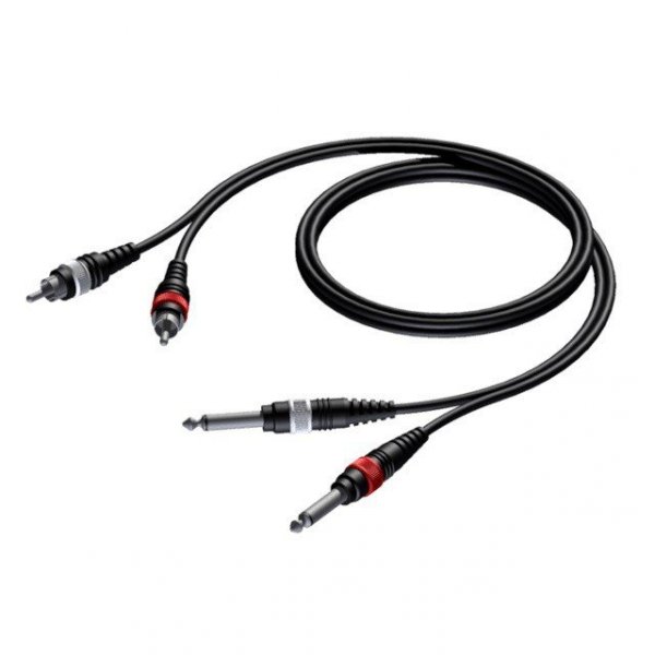 PROCAB Kabel 2x RCA/Cinch Męski - 2x 6,3 mm Jack Męski Mono 1,5 m - CAB631/1.5