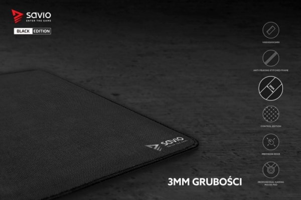 Savio Podkładka pod mysz 1000x500 Black Edition Precision Control XXL