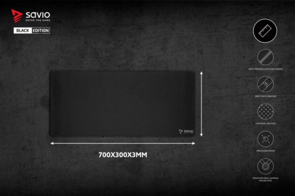Savio Podkładka pod mysz 700x300 Black Edition Precision Control L