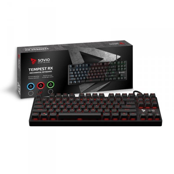 Savio Mechaniczna Klawiatura Gamingowa, Outemu RED, Tempest RX Full Red