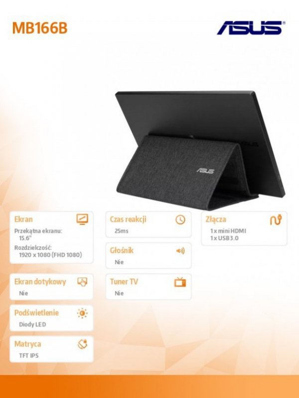 Asus Monitor 16 cali MB166B