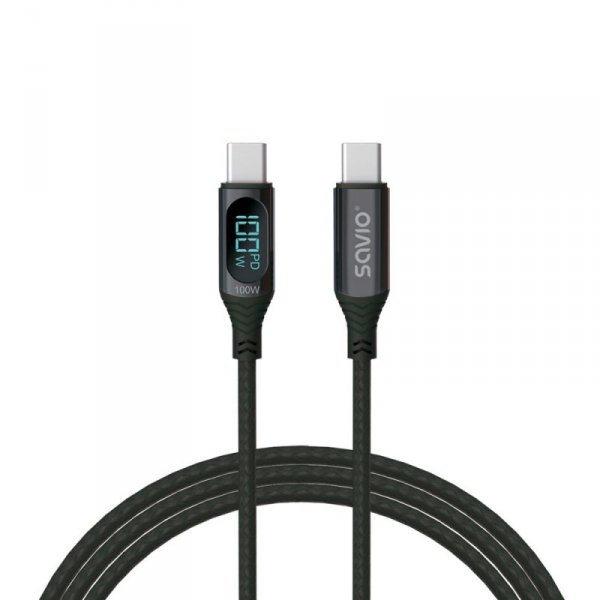 Savio Kabel USB - USB C z wyświetlaczem, 100W, CL-174