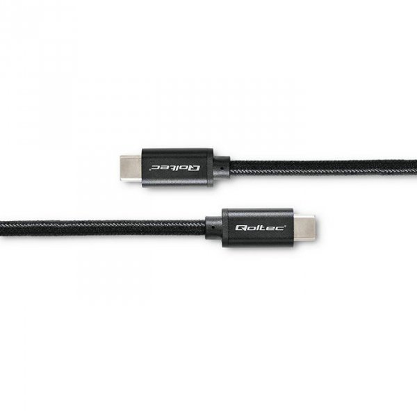 Qoltec Kabel USB 2.0 typ C | USB 2.0 typ C 240W | QC 5.0 | PD | 1m |    Czarny