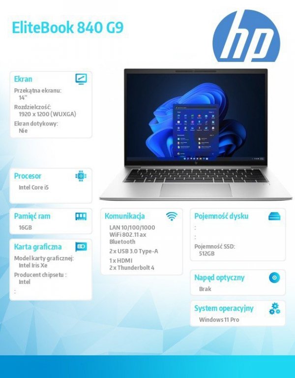 HP Inc. Notebook EliteBook 840 G9 i5-1235U 512GB/16GB/14.0       6F6A4EA