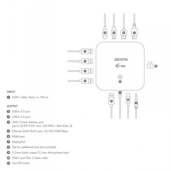 DICOTA Stacja dokująca USB-C 11-in-1 5K HDMI/DP PD 100W