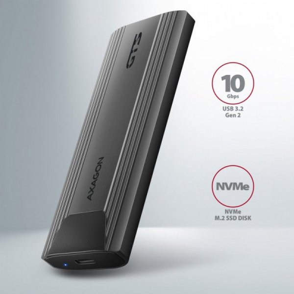 AXAGON EEM2-GTS Obudowa zewnętrzna aluminiowa bezśrubowa, USB-C 3.2 GEN 2 M.2 NVMe SSD