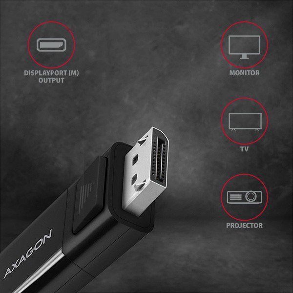 AXAGON RVC-DPC Konwerter/kabel USB-C -&gt; DisplayPort 1,8m, 4K/60HZ