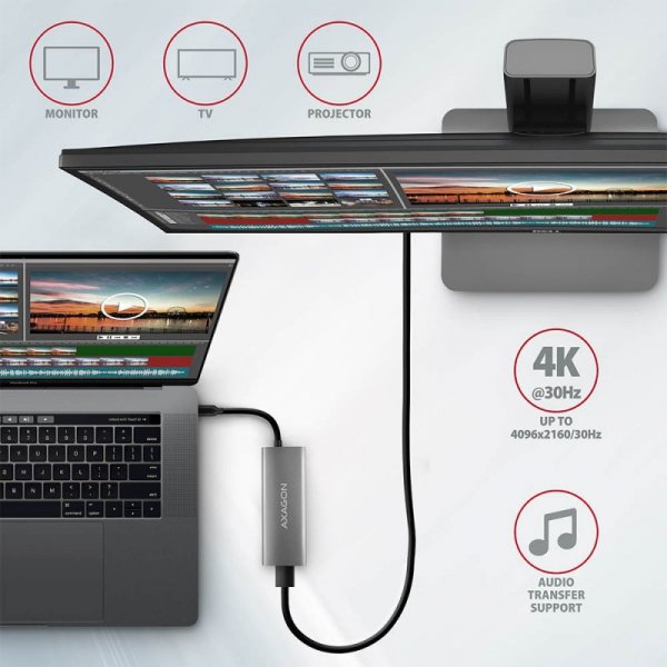 AXAGON HMC-5G2 Wieloportowy hub USB 5in1, 10Gbps, 2x USB-A + 2x USB-C + HDMI 4K/60Hz, PD 100W, 13cm USB-C kabel