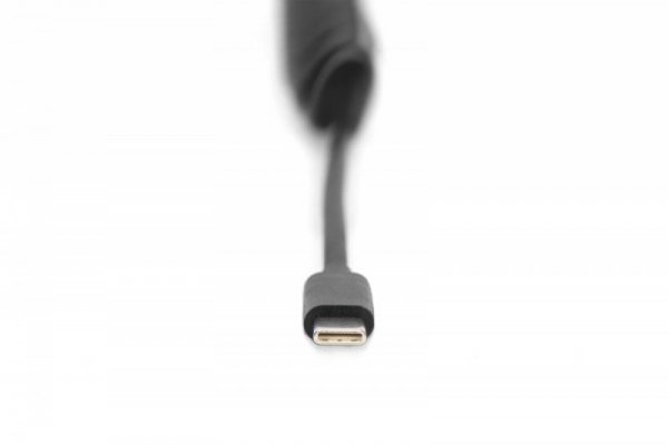 Digitus Kabel USB 2.0 spiralny USB C/Lightning, PD 20W, MFI, max. 1m Czarny