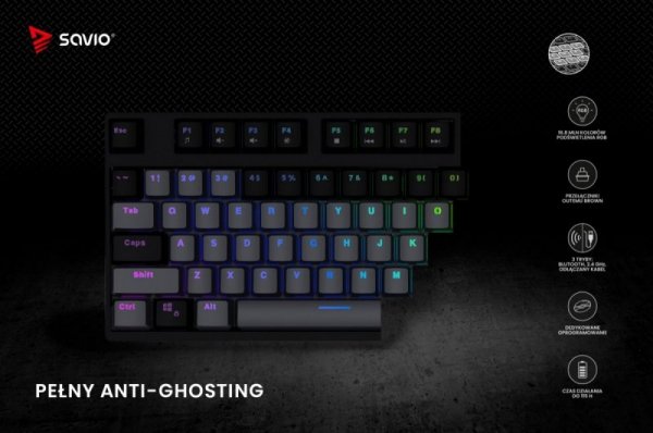 Savio Klawiatura mechaniczna Rampage Outemu Brown, anti-ghosting, RGB