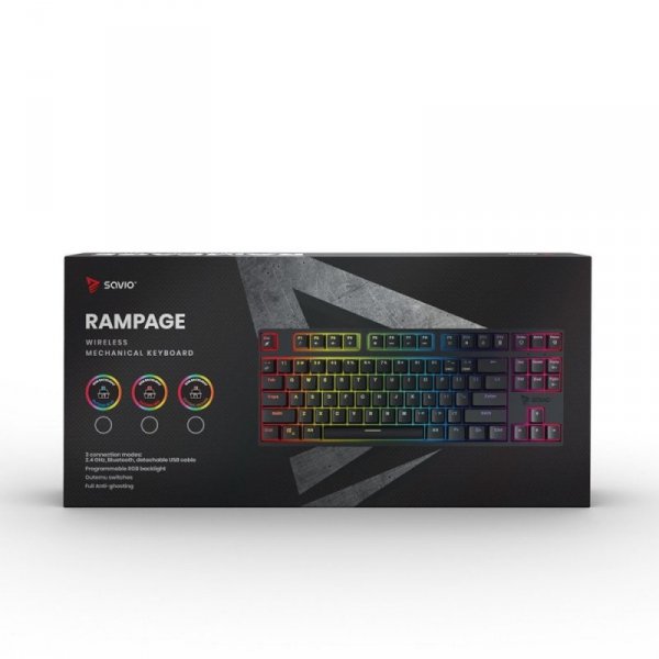 Savio Klawiatura mechaniczna Rampage Outemu BLUE, anti-ghosting, RGB