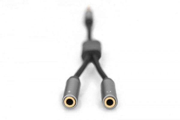 Digitus Kabel adapter headset MiniJack 3,5mm/2x 3,5mm MiniJack M/Ż nylon 0,2m