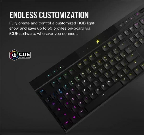 Corsair Klawiatura K100 RGB Air Wireless Ultra Thin Cherry MX