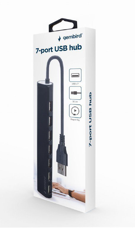 Gembird Hub 7-portowy USB 2.0, czarny