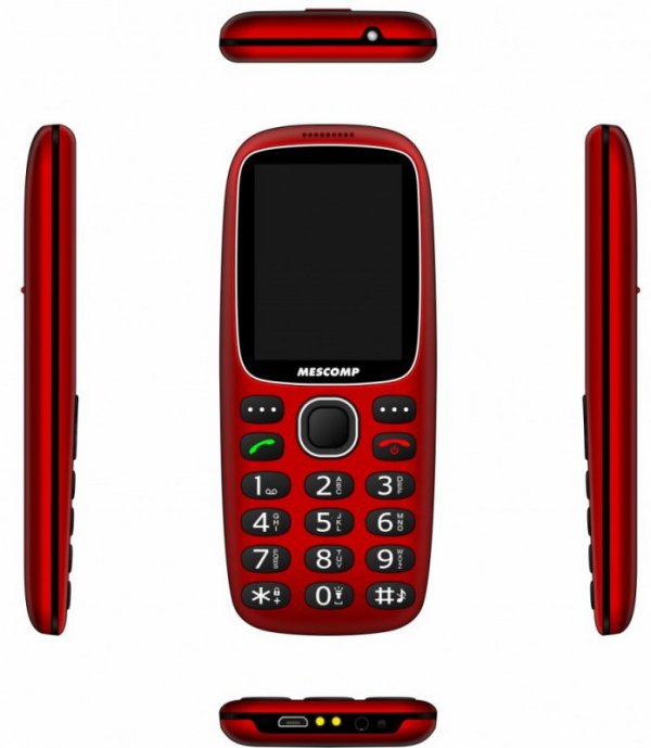 Mesmed Telefon komórkowy dla seniorów Mescomp MT-180 Hektor Czerwony