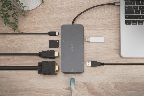 Digitus Stacja dokująca USB-C, 11-portów, z możliwością instalacji M.2 SSD, 4K 30Hz, PD 3.0, RJ45