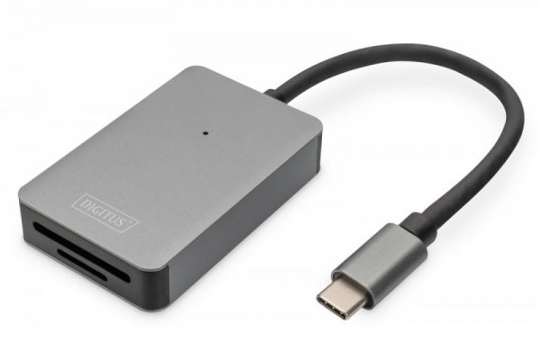 Digitus Czytnik kart USB-C, 2-portowy UHS-II SD4.0 TF4.0 High Speed, aluminiowy, Szary