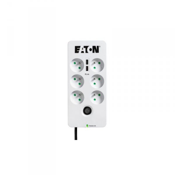 Eaton Listwa antyprzepięciowa Protection Box 6 Tel@ USB FR