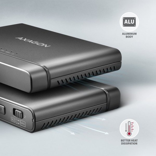 AXAGON ADSA-CC Adapter USB-C 10Gbps NVMe M.2 2.5/3.5 SSD&HDD Clone Master 2