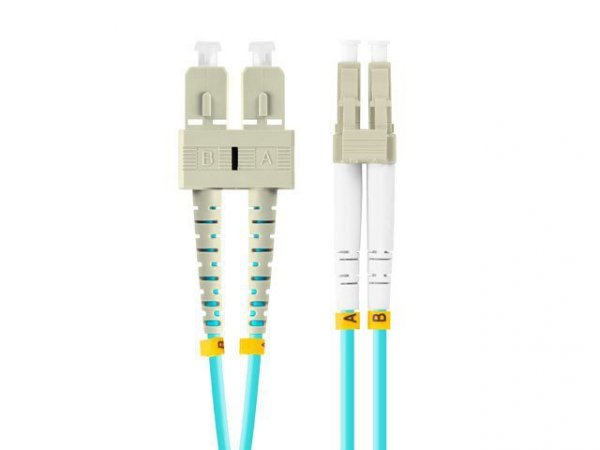 Lanberg Patchcord światłowodowy mm lc/upc-sc/upc duplex 3.0mm om3 50/125 0.5m aqua