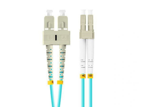 Lanberg Patchcord światłowodowy mm lc/upc-sc/upc duplex 3.0mm om3 50/125 3m aqua