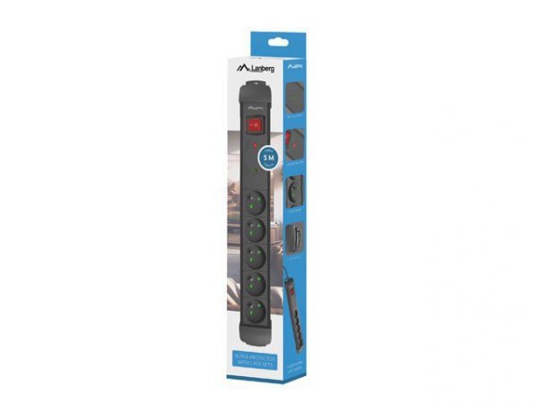 Lanberg Listwa zasilająca 5.0m 5x230 cz SP1-05E-0500-BK