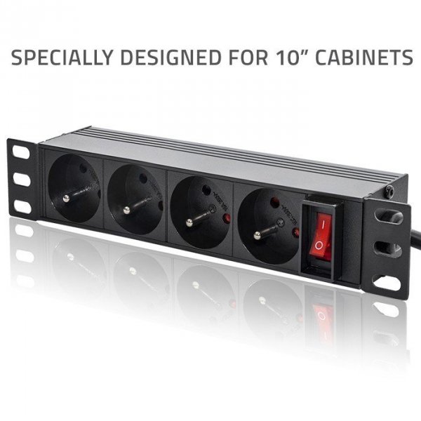 Qoltec Listwa zasilająca PDU do RACK 10&quot; | 1U | 16A | 4xFrench | 1.8m