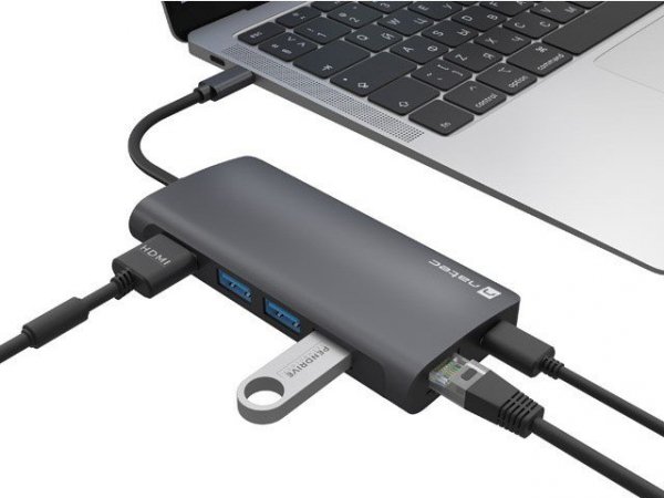 Natec Multiport Adapter Fowler 2 V2 USB-C-&gt;HUB USB 3.0 3X, HDMI4K