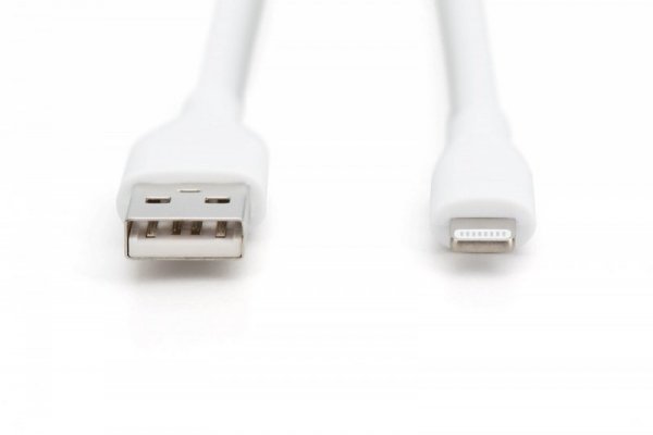 Digitus Kabel połączeniowy silikonowy USB-A - Lightning, USB 2.0 12W, certyfikat MFI, 0,5m Biały