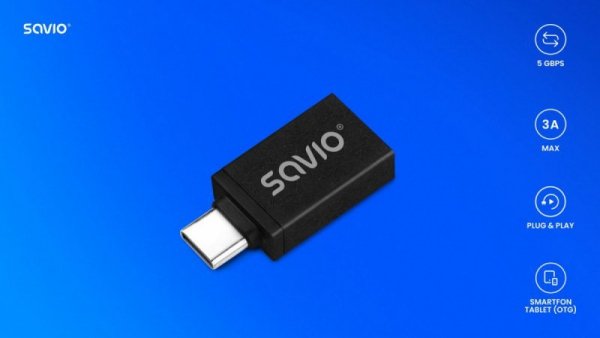 Savio Adapter USB-A 3.1 (F)-USB-C 3.1 (M) AK-80
