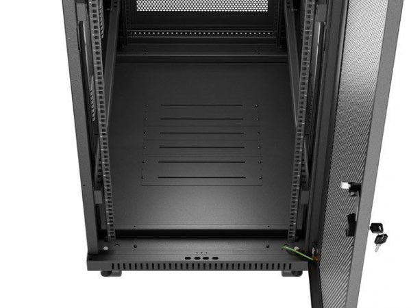 Lanberg Szafa instalacyjna rack stojąca 19 cali 32U 600x1000 drzwi perforowane LCD czarna (Flat pack)