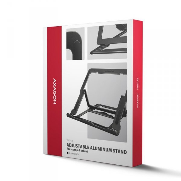 AXAGON STND-LAB Podstawa do laptopów aluminiowa 10-17,3 cala 8 regulowanych pozycji, Czarna