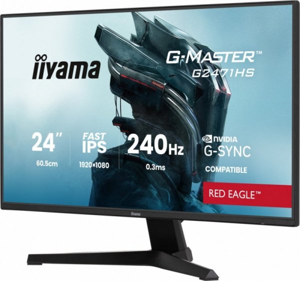 IIYAMA Monitor 23,8 cala G2471HS-B1 Fast IPS,FHD,240Hz,2xHDMI,DP, 350cd,     Adaptive G-SYNC - 1920 x 1080 @48-240Hz  DisplayPor