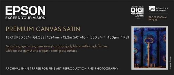 Epson Papier Premium Canvas Satin, 60&quot; x 12,2 m, 350g/m2 C13S045065 