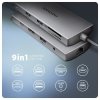 AXAGON HMC-8HLSA Wieloportowy hub USB 9in1, 5Gbps, 3x USB-A + HDMI 4K^30Hz, SD^microSD, GLAN, Audio, PD 100W, 20cm USB-C kabel