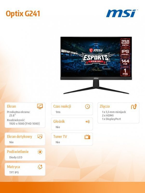 MSI Monitor Optix G241 23.8 cala ^LED^FHD^Hz144