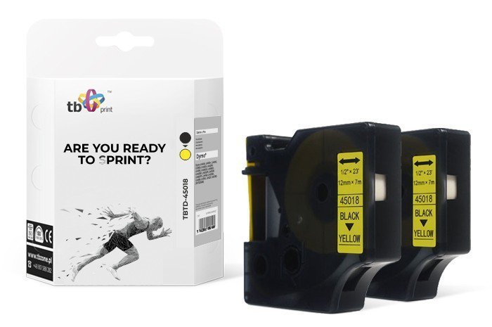 TB Print Taśma TBTD-40918 do DYMO Czarny na Żółtym 9x7mm  2 szt.