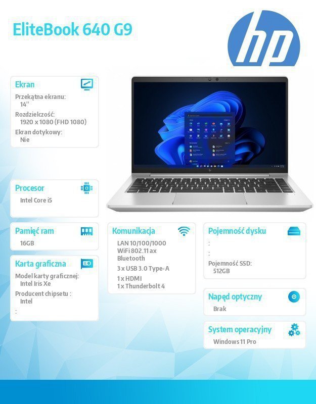 HP Inc. Notebook EliteBook 640 G9 i5-1235U 512GB^16GB^W11P^14.0   6F1J3EA