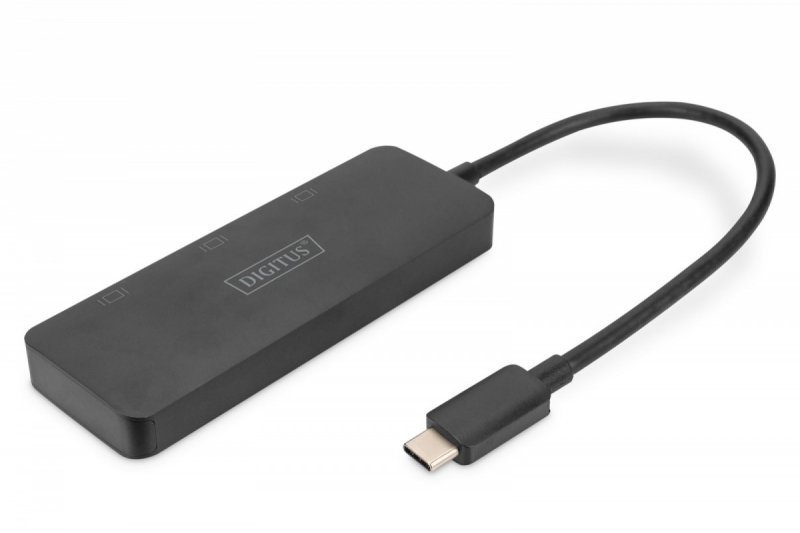Digitus Hub^Koncentrator 3-portowy USB Typ C^3x HDMI 4K^60Hz HDR HDCP 2.2 MST