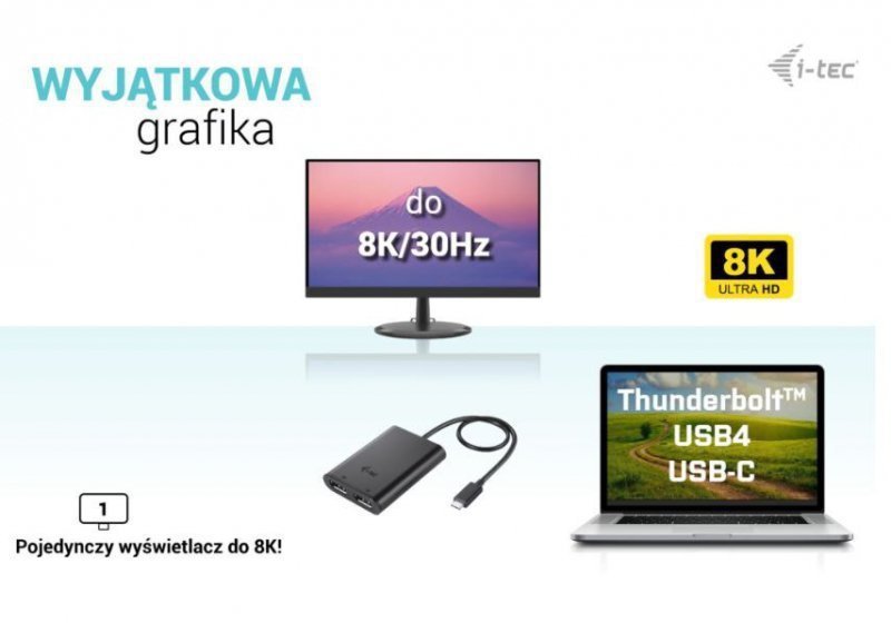 i-tec Stacja dokująca USB-C Dual 4K^60Hz (single 8K^30Hz) DP Video Adapter