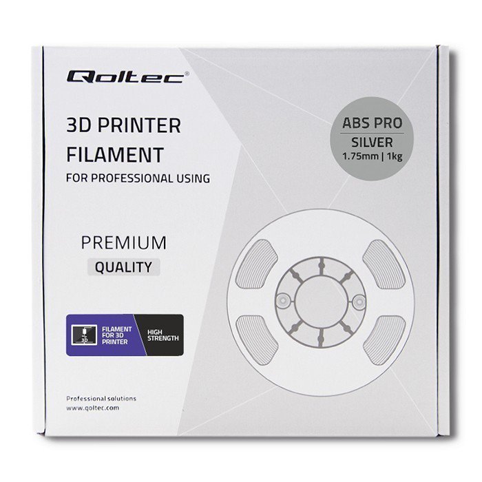Qoltec Profesjonalny filament do druku 3D | ABS PRO | 1.75mm | 1kg | Srebrny