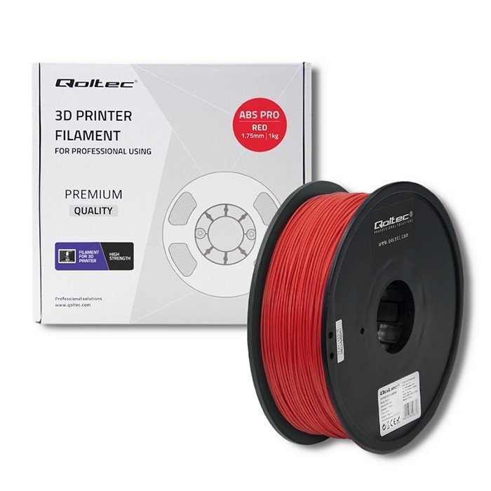 Qoltec Profesjonalny filament do druku 3D | ABS PRO | 1.75mm | 1kg | Czerwony