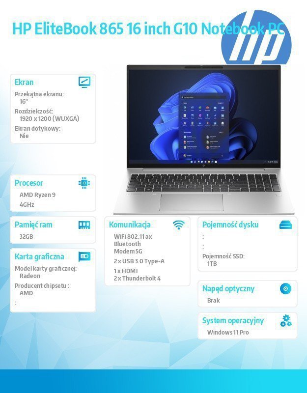 HP Inc. Notebook EliteBook 865 G10 R9-7940HS 1TB^32GB^W11P       818N3EA