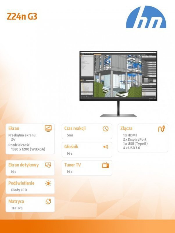 HP Inc. Monitor 24 cale Z24n G3 WUXGA Display 1C4Z5AA