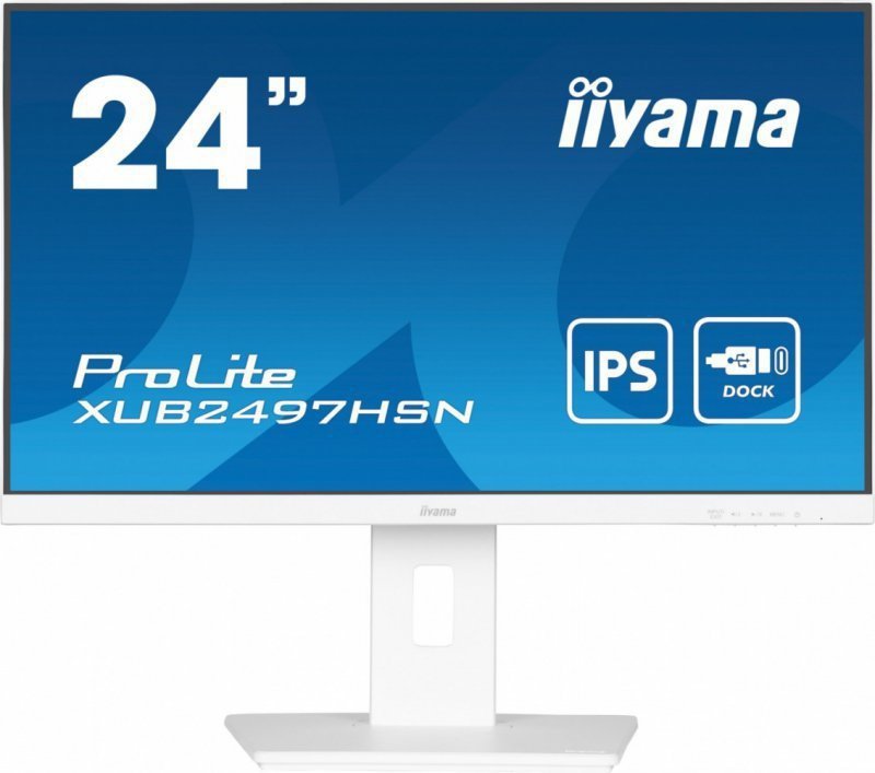 IIYAMA Monitor 24 cale XUB2497HSN-W2 IPS, USB-C Dock, HDMI, DP, 300cd, Pivot, HAS, biały ^5y^