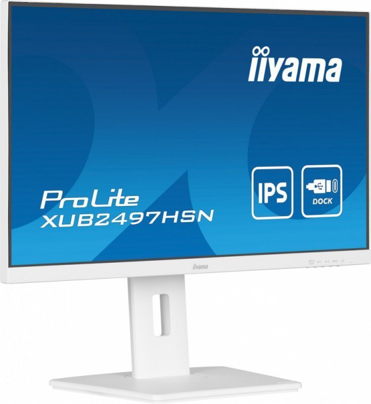 IIYAMA Monitor 24 cale XUB2497HSN-W2 IPS, USB-C Dock, HDMI, DP, 300cd, Pivot, HAS, biały ^5y^