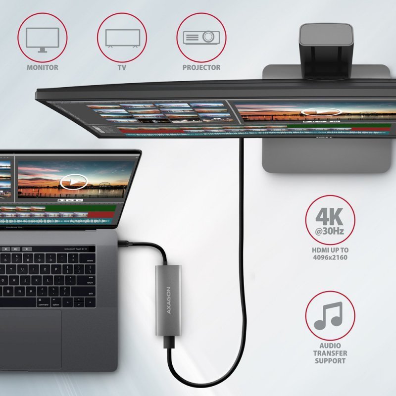 AXAGON HMC-5G21 Wieloportowy hub USB 5in1, 10Gbps, 2x USB-A + 2x USB-C + HDMI 4K^30Hz, PD 60W, 13cm USB-C kabel