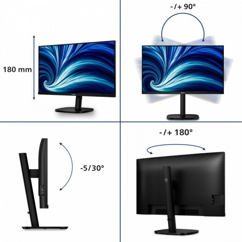 Philips Monitor 31.5 cala 32B2U3601 IPS 100Hz HDMI DP RJ45 USB-C Pivot