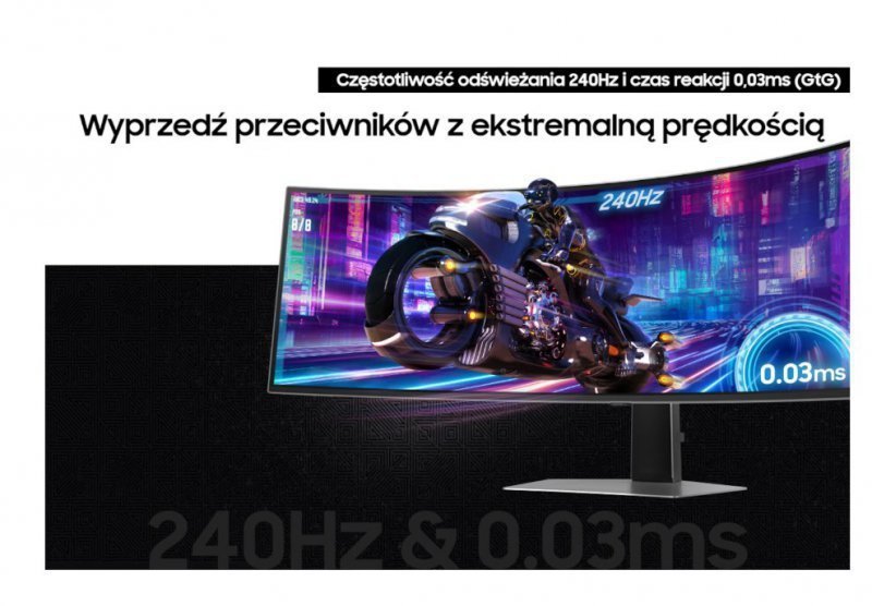 Samsung Monitor 49 cali Odyssey G9 G93SD OLED 5120x1440 DQHD 32:9 1xHDMI 1xmicroHDMI 1xDP 1xUSB-C 2xUSB 0,03ms 240Hz zakrzywiony